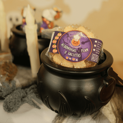 Flan mágico con galletas, higado calabaza y queso, edición halloween