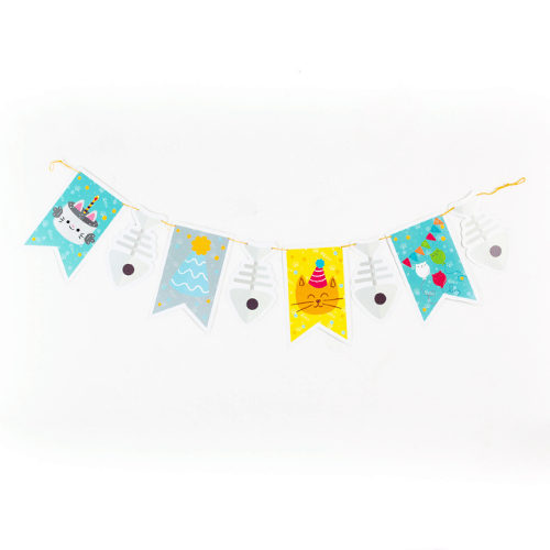 banderin pared cumpleaños gato