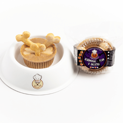 Flan mágico con galletas, higado calabaza y queso, edición halloween
